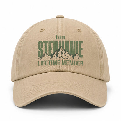 Team Your Name Lifetime Member Mountain Cap STEPHANIE 13K1 C58PF