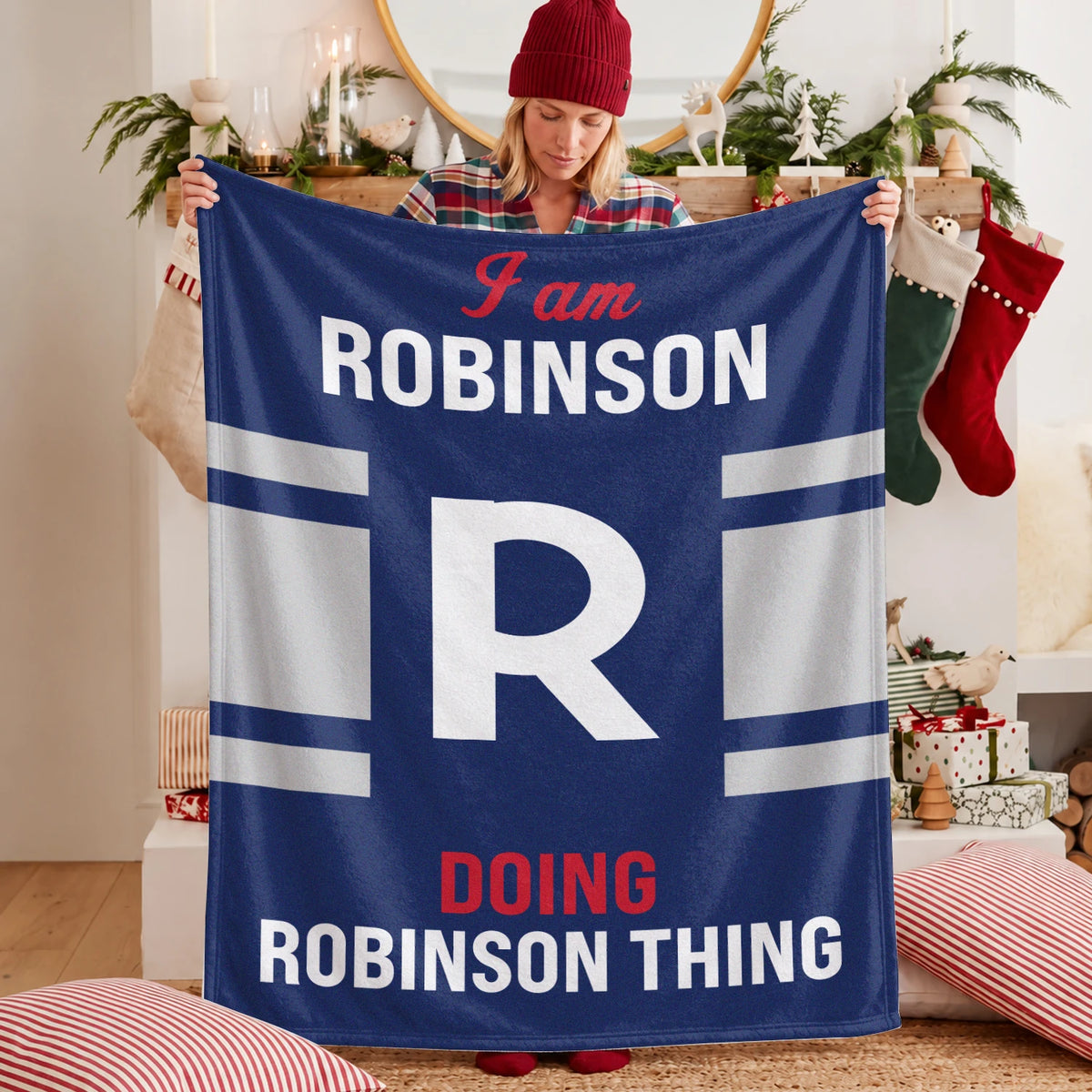 I'm Name Doing Name Things Navy Fleece Blanket ROBINSON 13K1 BK51