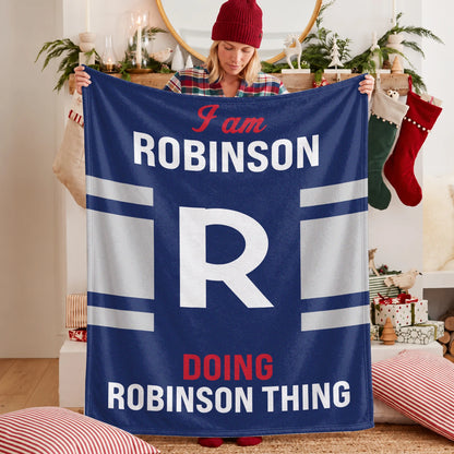 I'm Name Doing Name Things Navy Fleece Blanket ROBINSON 13K1 BK51