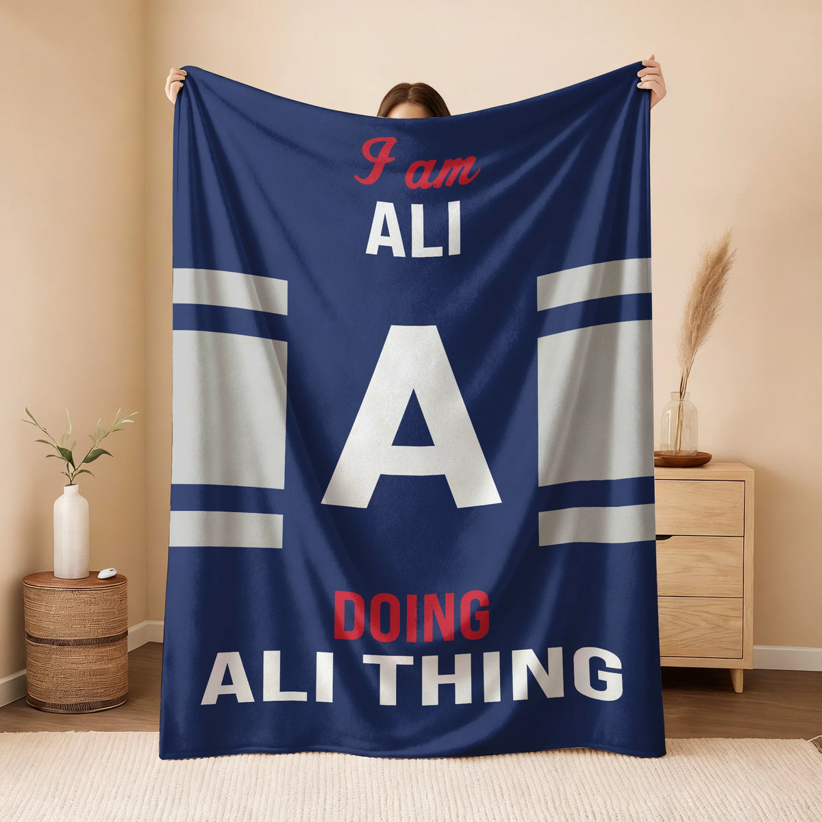 I'm Name Doing Name Things Navy Fleece Blanket ALI 13K1 BK51