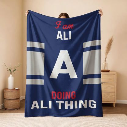 I'm Name Doing Name Things Navy Fleece Blanket ALI 13K1 BK51
