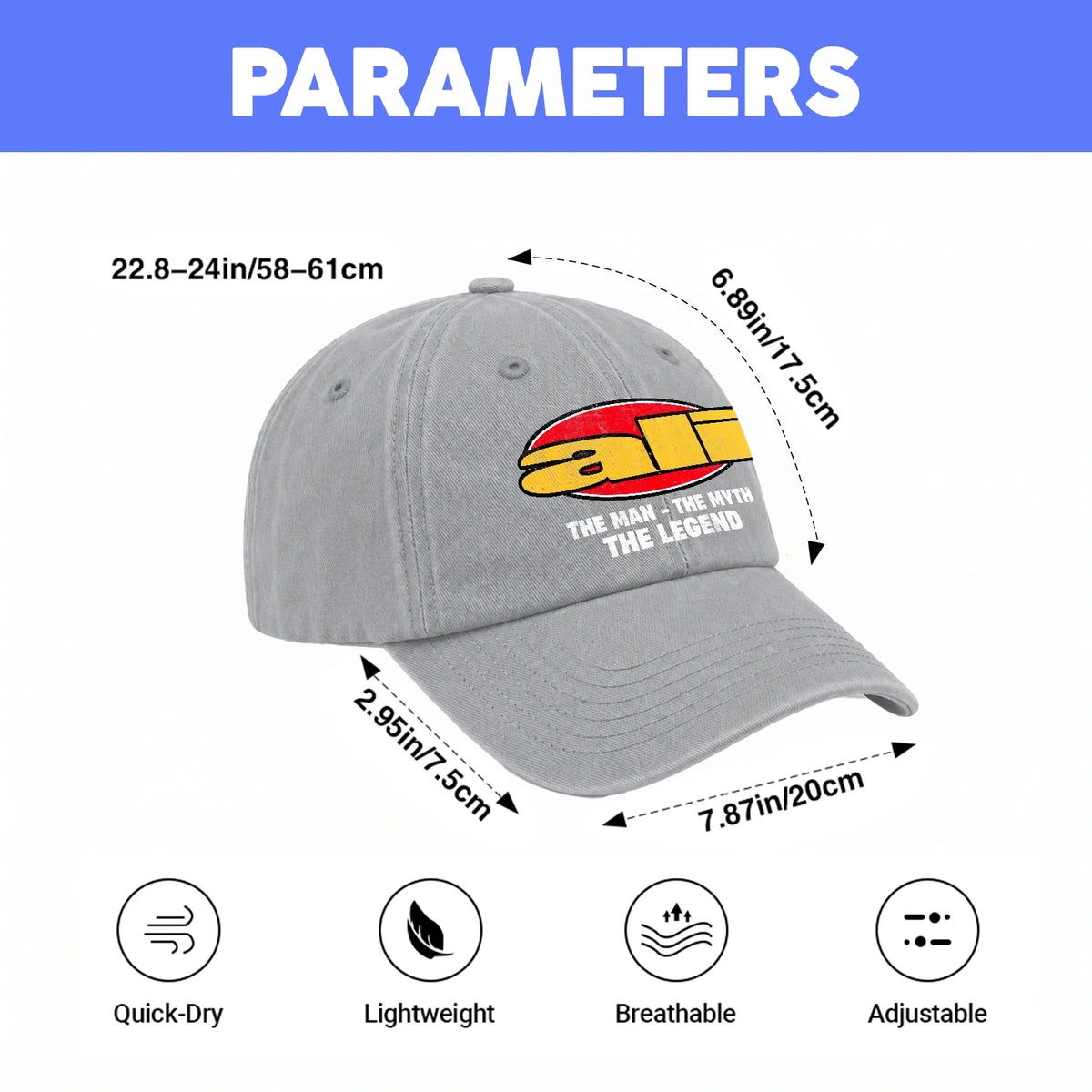 The Man The Myth The Legend Vintage Logo Washed Cap ALI 13K1 C162PF
