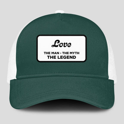 The Man The Myth The Legend Green And White Mesh Cap LOVE 13K1 C198PF