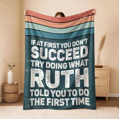 If At First You Don’t Succeed Retro Green Fleece Blanket RUTH 13K1 BK29