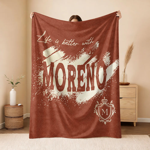 Life Is Better With Your Name Terracotta Cream Fleece Blanket MORENO 13K1 BK30