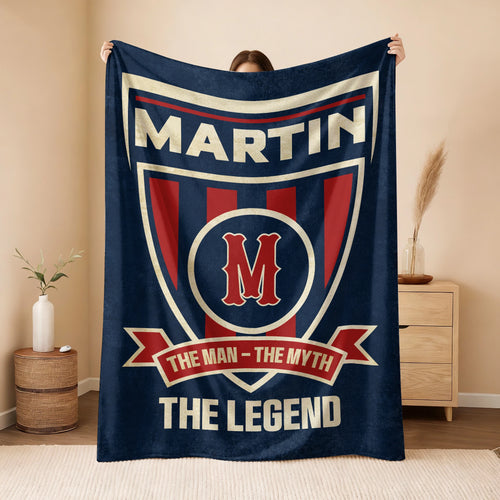 The Man The Myth The Legend Blue Burgundy Baseball Blanket MARTIN 13K1 BK18