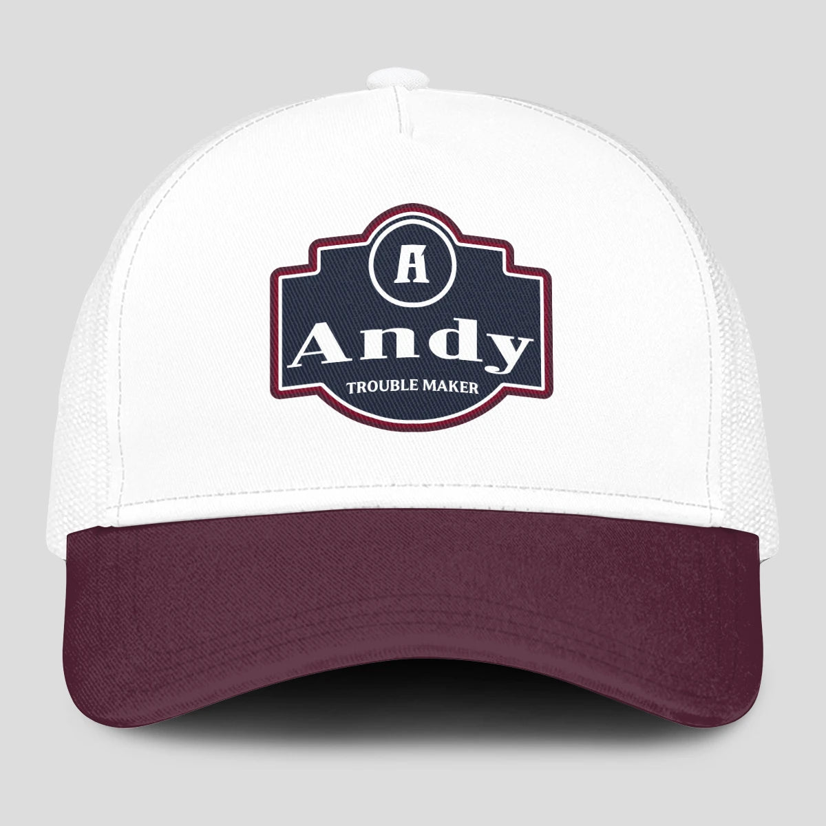 Trouble Maker Burgundy And White Funny Mesh Cap ANDY 13K1 C201PF