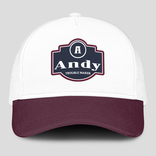 Trouble Maker Burgundy And White Funny Mesh Cap ANDY 13K1 C201PF