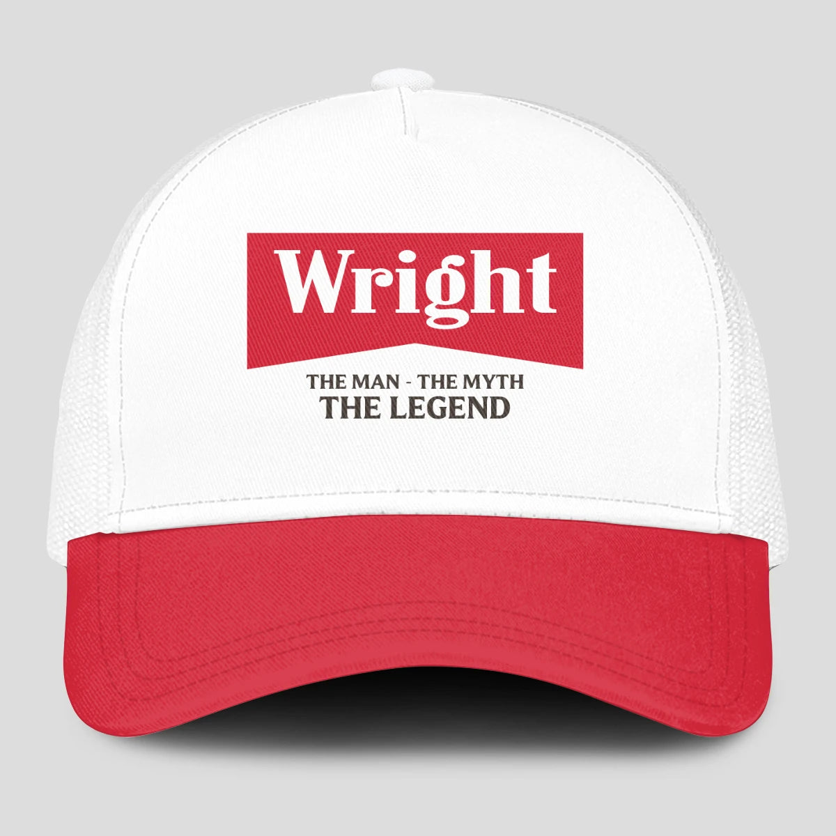 The Man The Myth The Legend Red And White Mesh Cap WRIGHT 13K1 C197PF