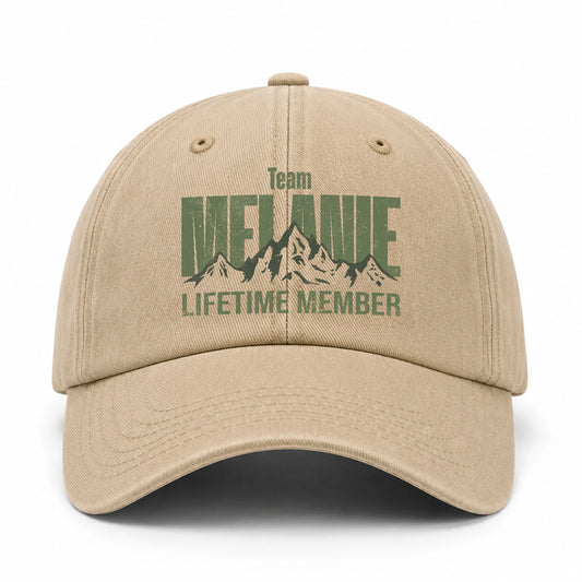Team Your Name Lifetime Member Mountain Cap MELANIE 13K1 C58PF