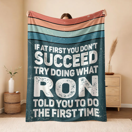 If At First You Don’t Succeed Retro Green Fleece Blanket RON 13K1 BK29
