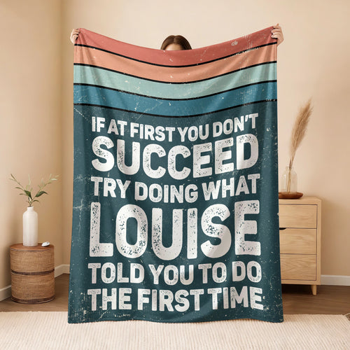 If At First You Don’t Succeed Retro Green Fleece Blanket LOUISE 13K1 BK29