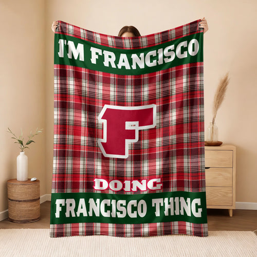I'm Name Doing Name Things Red Plaid Fleece Blanket FRANCISCO 13K1 BK49