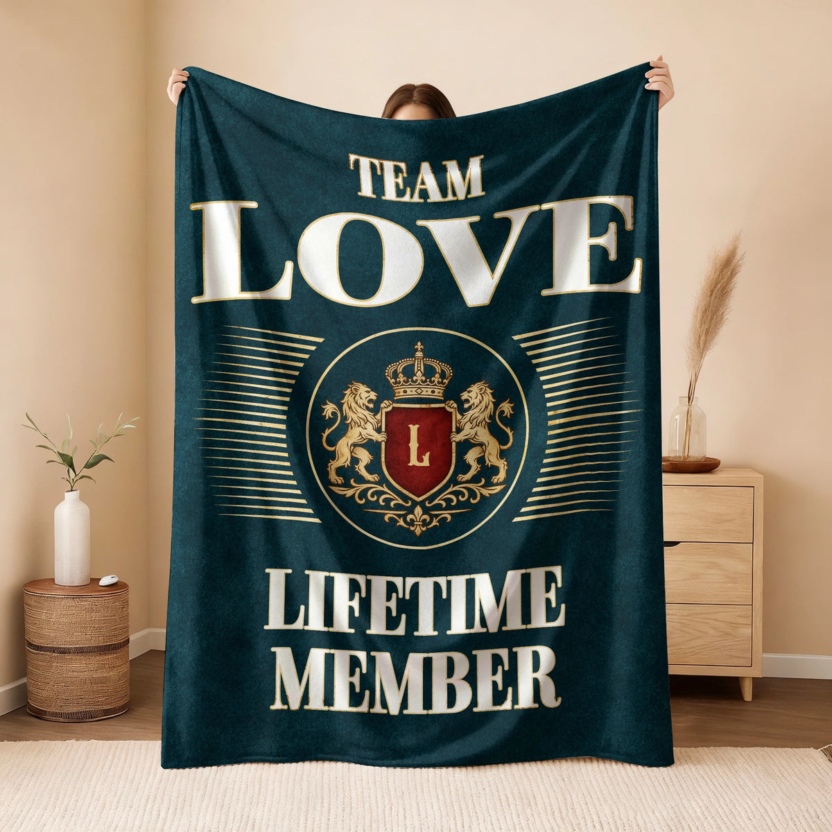 Team Your Name Lifetime Member Sage Green Fleece Blanket LOVE 13K1 BK42