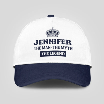 The Man The Myth The Legend King Crown Blue And White Cap JENNIFER 13K1 C147PF