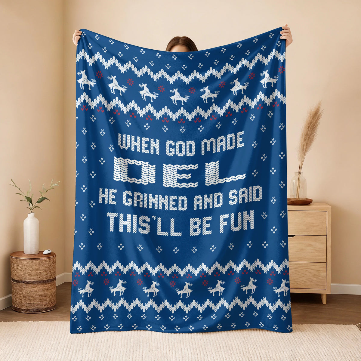When God Made Your Name Navy Fleece Blanket DEL 13K1 BK32