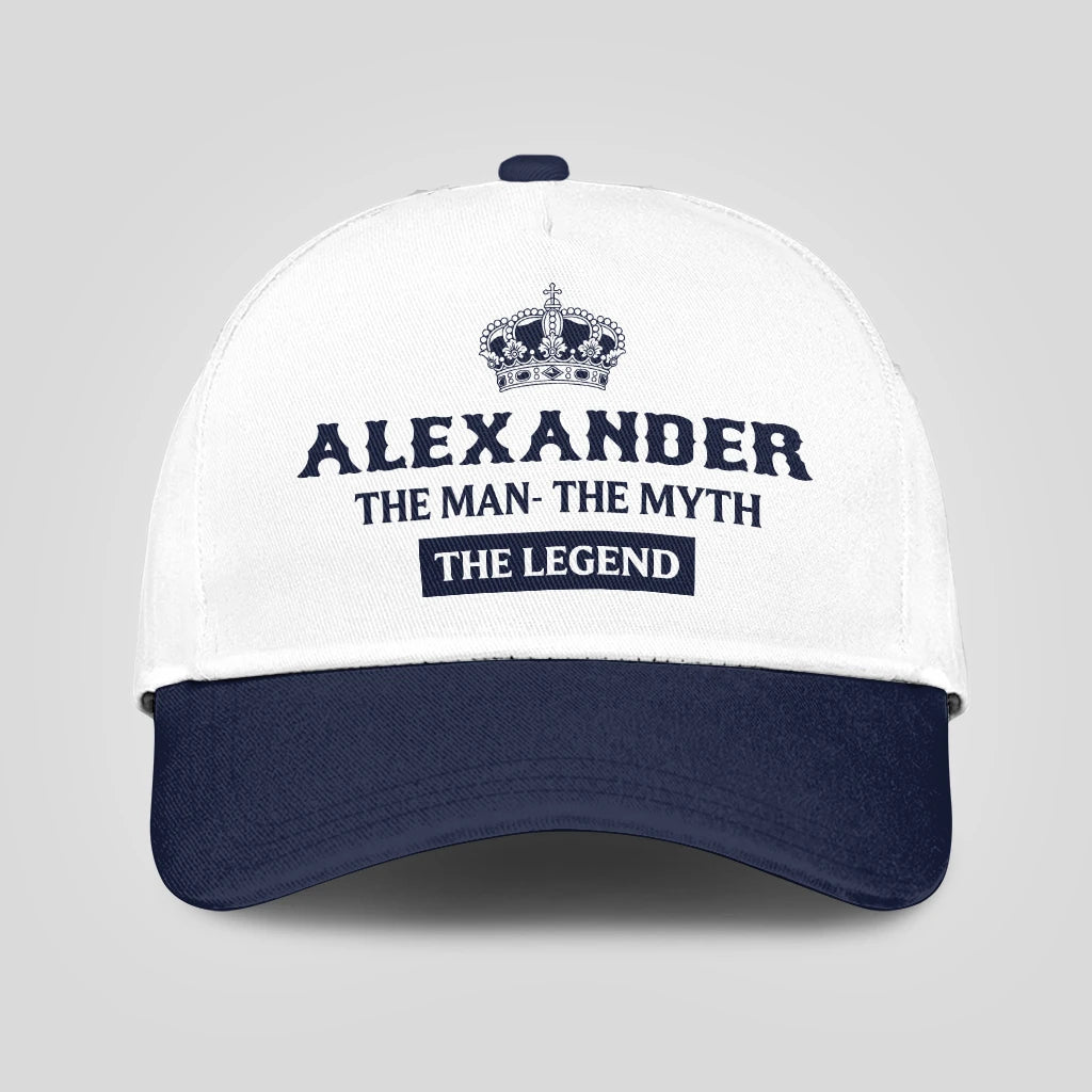 The Man The Myth The Legend King Crown Blue And White Cap ALEXANDER 13K1 C147PF