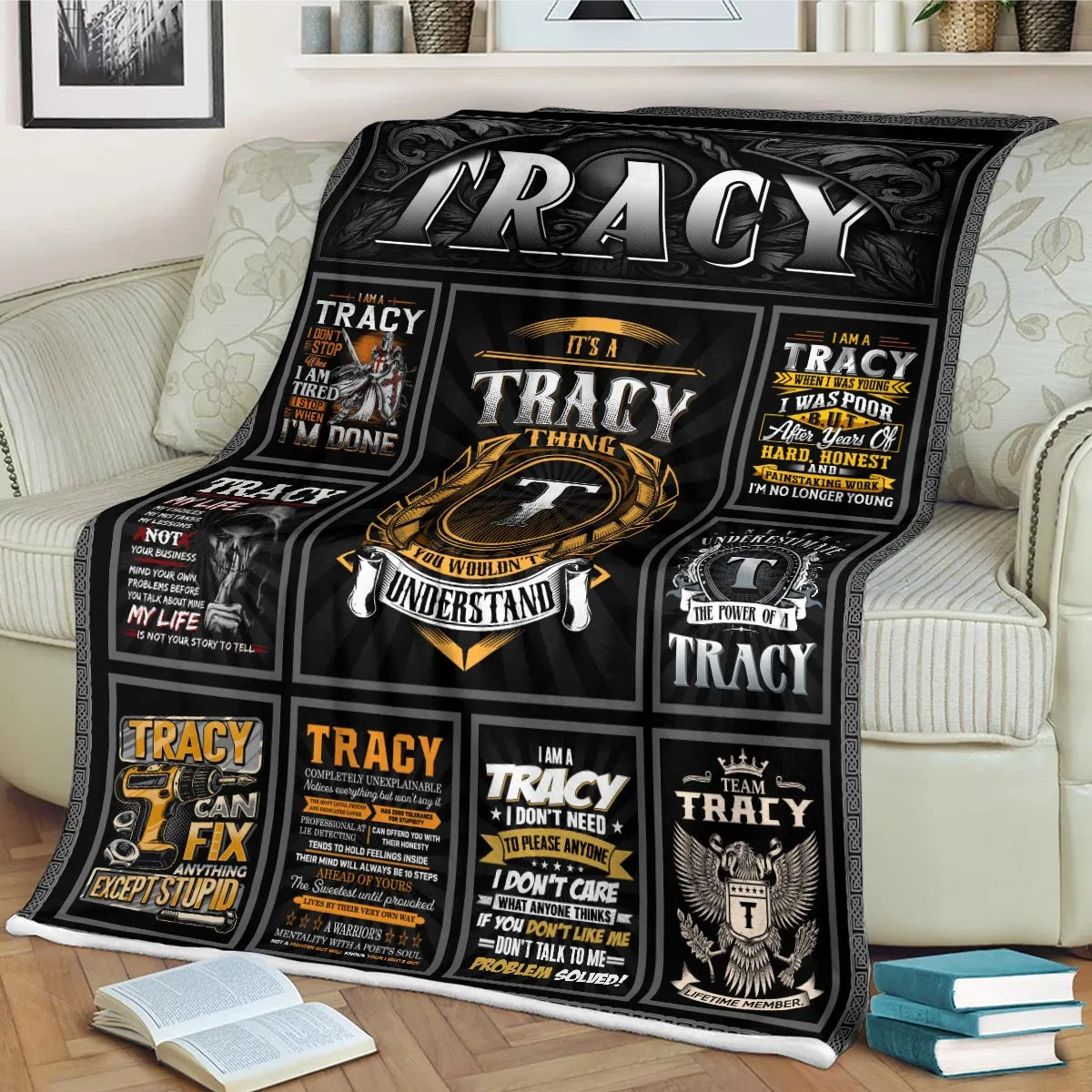 TRACY Personalized Blanket | Custom Name Cozy Throw Gift 13K1-BK2