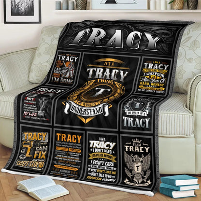 TRACY Personalized Blanket | Custom Name Cozy Throw Gift 13K1-BK2