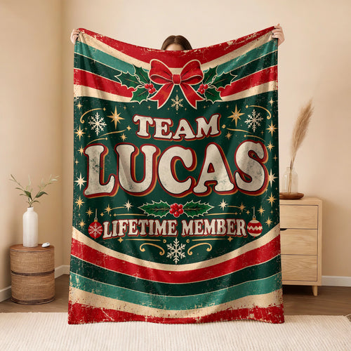 Team Your Name Lifetime Member Christmas Fleece Blanket LUCAS 13K1 BK52