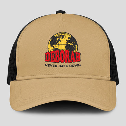 Never Back Down World Logo Khaki Mesh Cap DEBORAH 13K1 C212PF