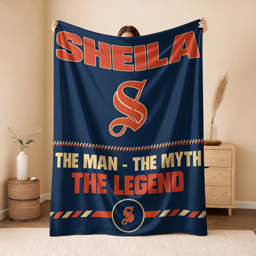 The Man The Myth The Legend Retro Fleece Blanket SHEILA 13K1 BK53