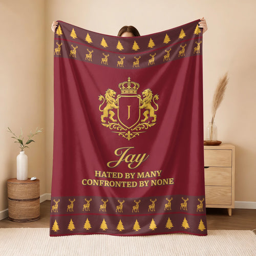 Hated By Many Confronted By None Burgundy Gold Christmas Fleece Blanket JAY 13K1 BK33