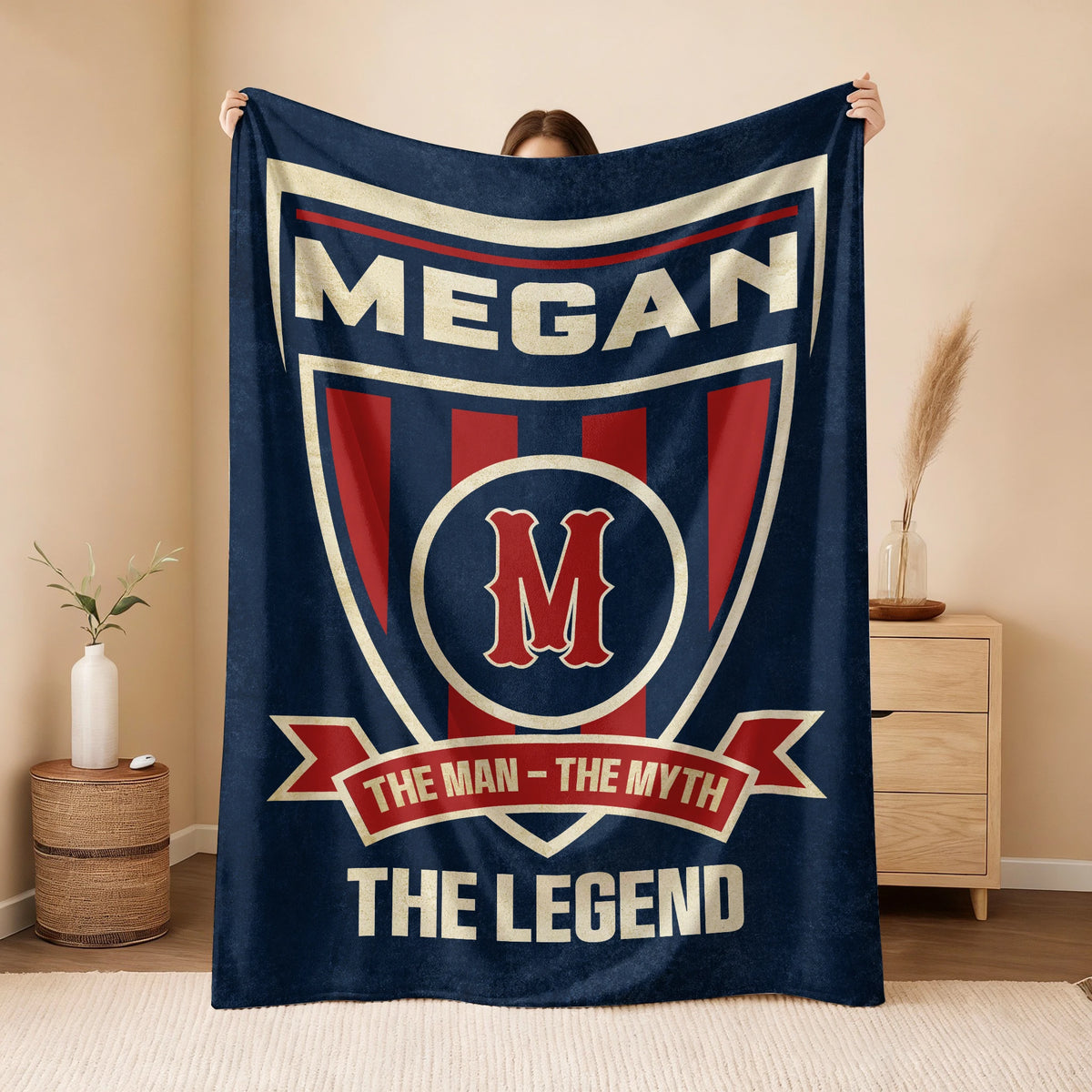 The Man The Myth The Legend Blue Burgundy Baseball Blanket MEGAN 13K1 BK18