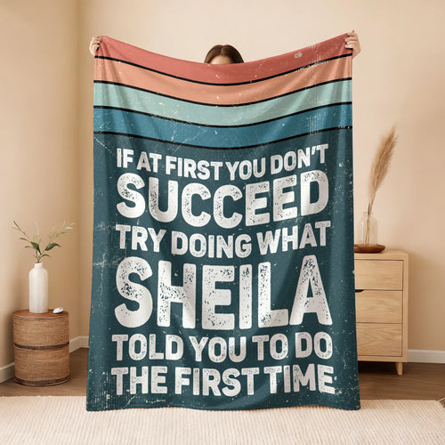 If At First You Don’t Succeed Retro Green Fleece Blanket SHEILA 13K1 BK29