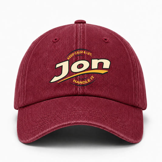 Keep Calm & Let Your Name Handle It Burgundy Washed Cap JON 13K1 C105PF