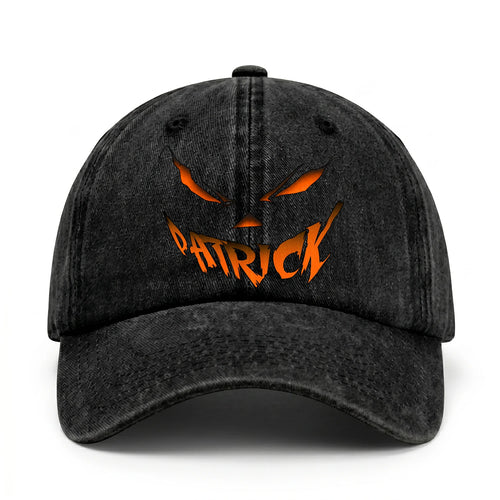 Your Name Jack O' Lantern Halloween Washed Cap PATRICK 13K1 C100PF