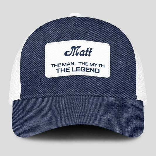 The Man The Myth The Legend Blue Denim Mesh Cap MATT 13K1 C194PF