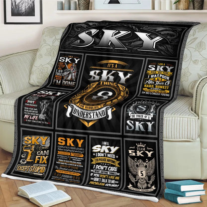 SKY Personalized Blanket | Custom Name Cozy Throw Gift 13K1-BK2
