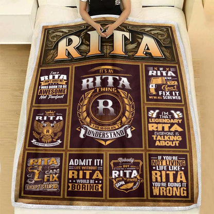 RITA Personalized Blanket | Custom Name Cozy Throw Gift 13K1-BK4