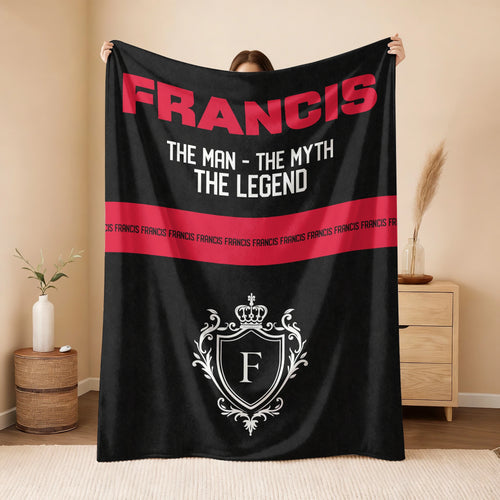 The Man The Myth The Legend Black Red Fleece Blanket FRANCIS 13K1 BK14