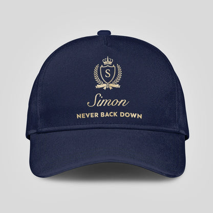 Never Back Down Luxury Crest Navy Cap SIMON 13K1 C167PF