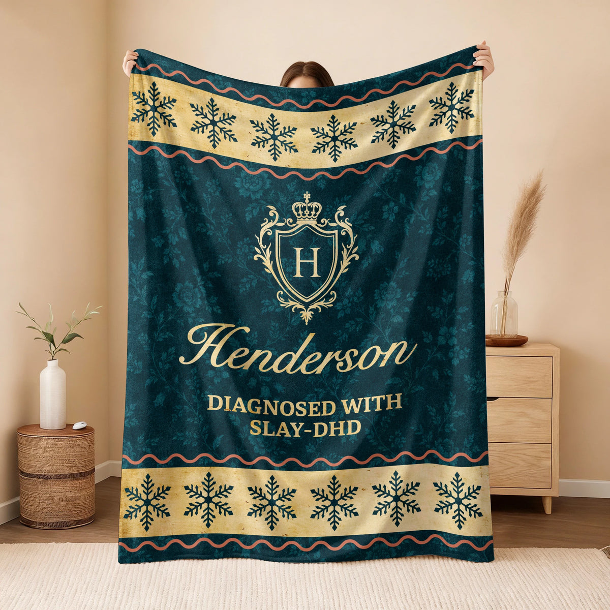 Diagnosed With Slay-DHD Vintage Sage Green Fleece Blanket HENDERSON 13K1 BK38