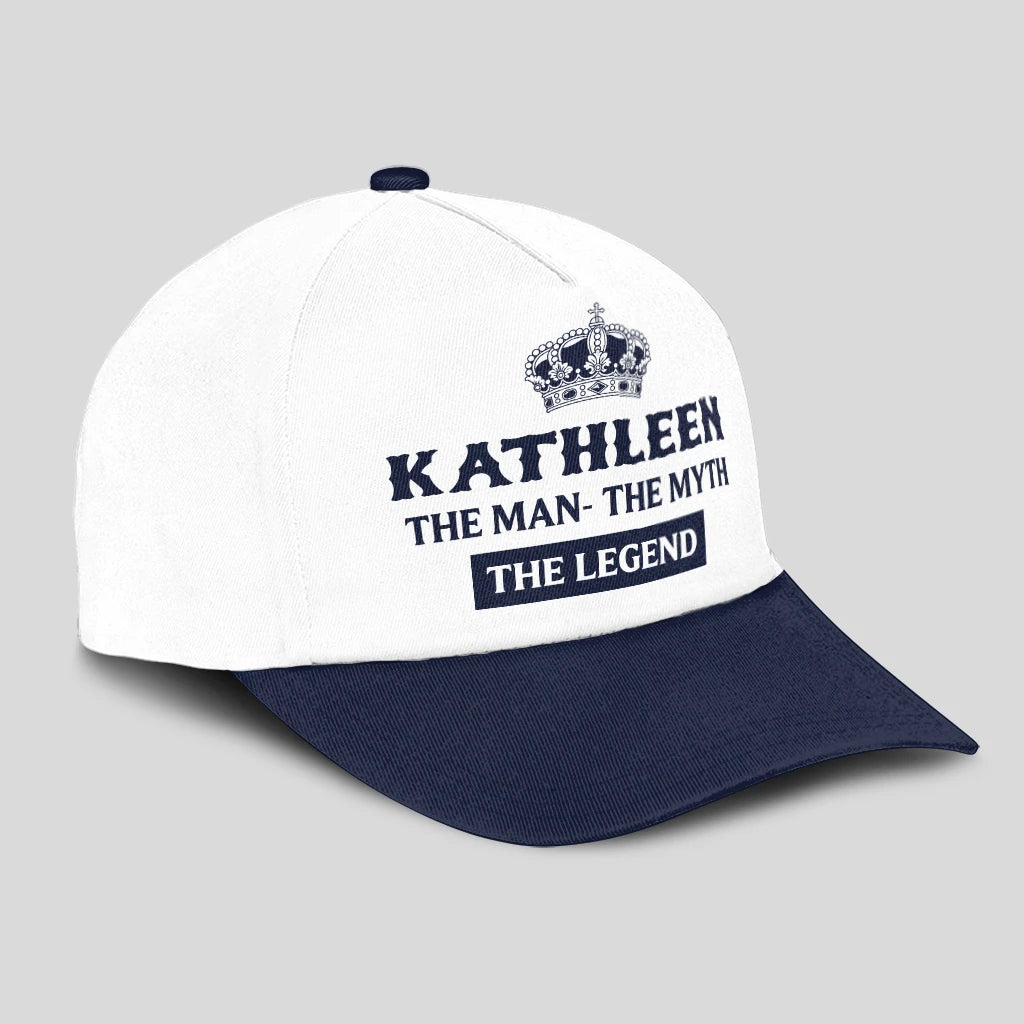 The Man The Myth The Legend King Crown Blue And White Cap KATHLEEN 13K1 C147PF