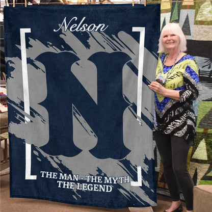 The Man The Myth The Legend Navy Baseball Fleece Blanket NELSON 13K1 BK17