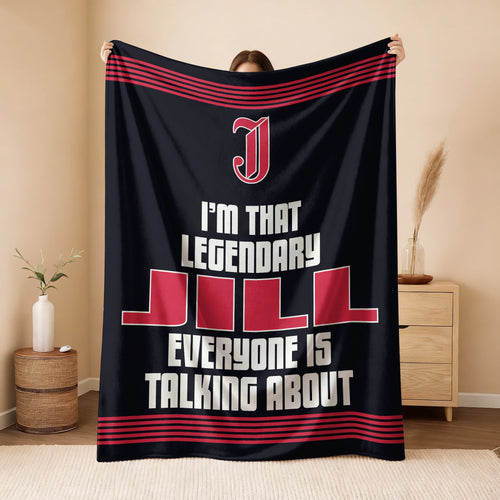I'm That Legendary Name Dark Red Fleece Blanket JILL 13K1 BK48