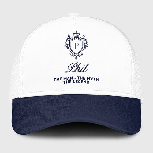 The Man The Myth The Legend Blue And White Baseball Mesh Cap PHIL 13K1 C186PF
