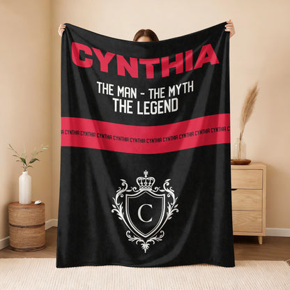 The Man The Myth The Legend Black Red Fleece Blanket CYNTHIA 13K1 BK14