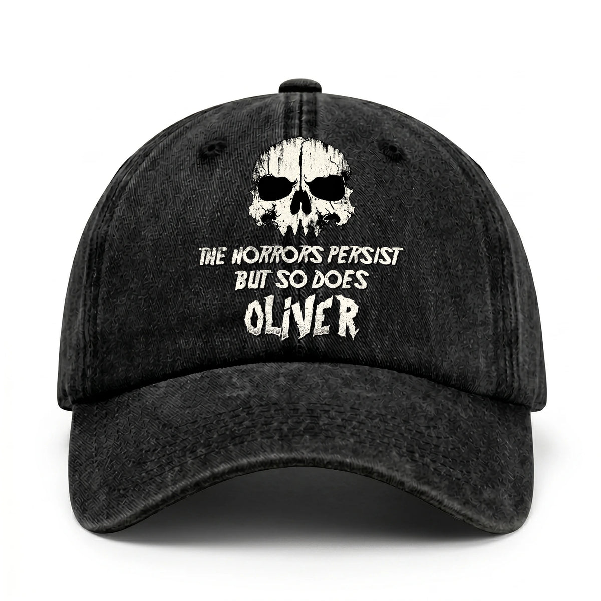 The Horrors Persist But So Does Your Name Cool Skull Washed Cap OLIVER 13K1 C134PF
