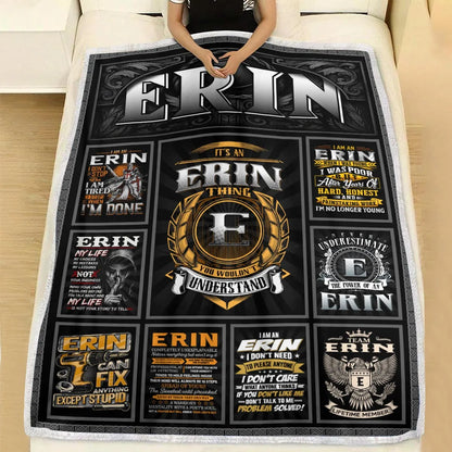 ERIN Personalized Blanket | Custom Name Cozy Throw Gift 13K1-BK2