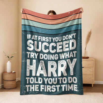 If At First You Don’t Succeed Retro Green Fleece Blanket HARRY 13K1 BK29