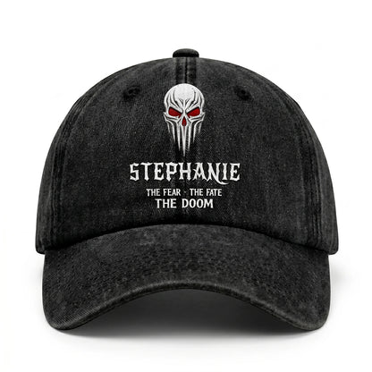 Your Name The Fear The Fate The Doom Skull Washed Cap STEPHANIE 13K1 C98PF