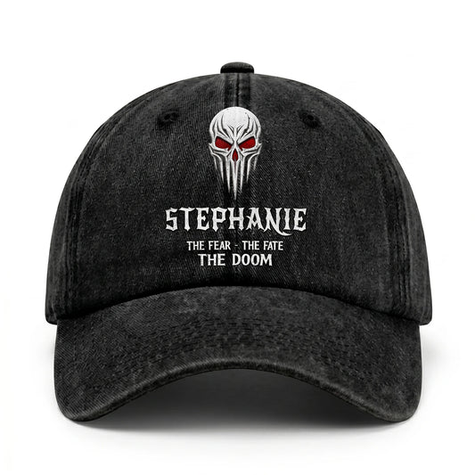 Your Name The Fear The Fate The Doom Skull Washed Cap STEPHANIE 13K1 C98PF