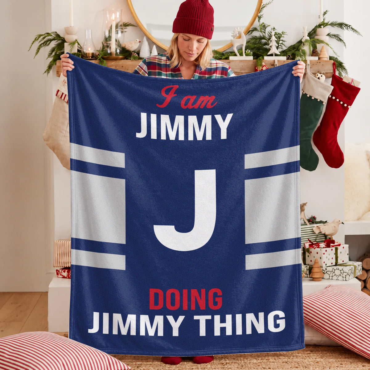 I'm Name Doing Name Things Navy Fleece Blanket JIMMY 13K1 BK51