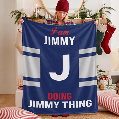 I'm Name Doing Name Things Navy Fleece Blanket JIMMY 13K1 BK51