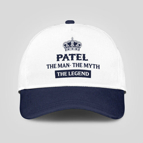 The Man The Myth The Legend King Crown Blue And White Cap PATEL 13K1 C147PF